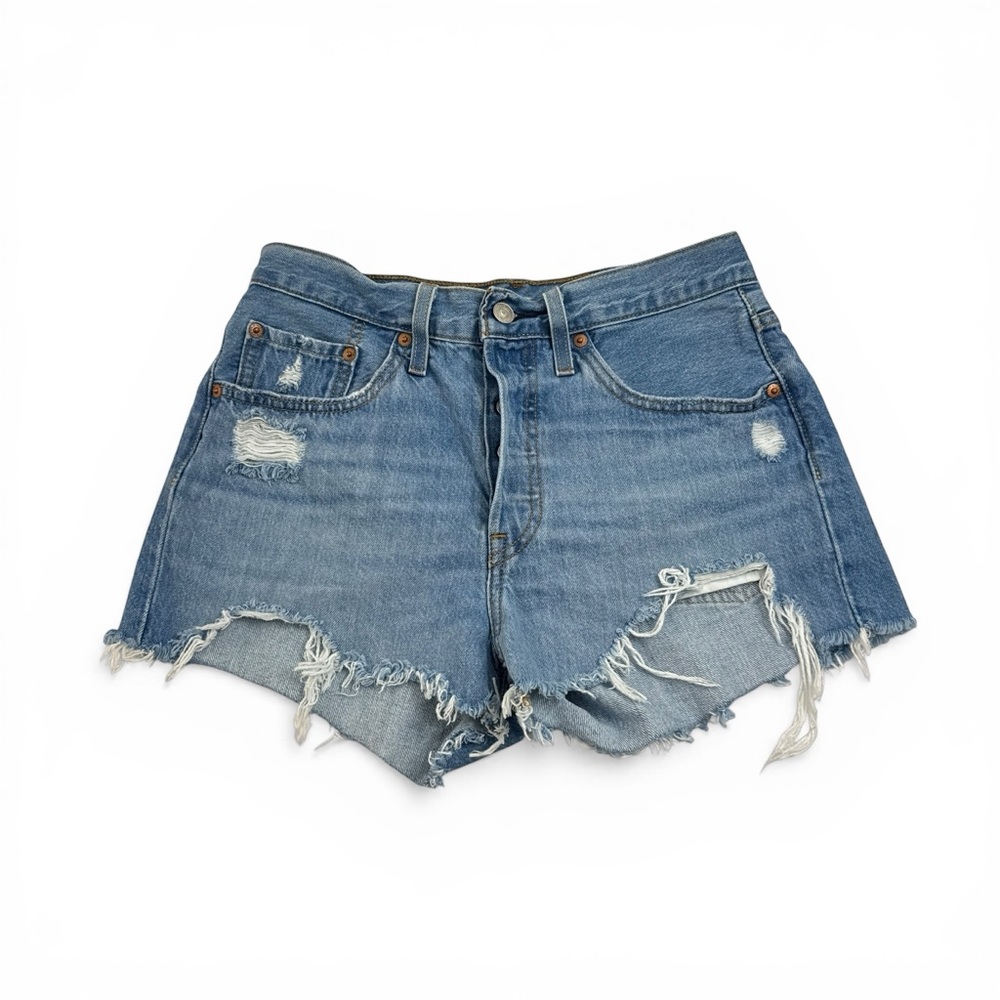 Levis 501 Size 27 Blue Cutoff Womens Shorts Button Fly 2.5” Cowgirl Rodeo